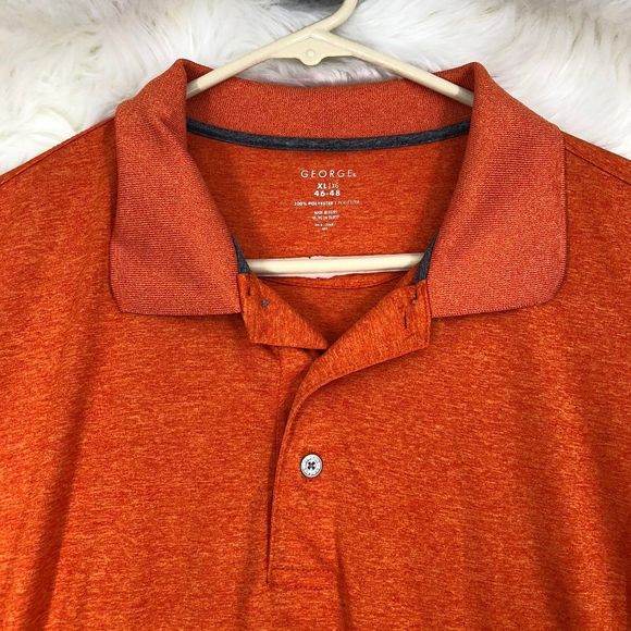 Men’s Collared 3 Button Pullover Shirt Vibrant Heathered Orange, Silky  SZ XL - Picture 5 of 5